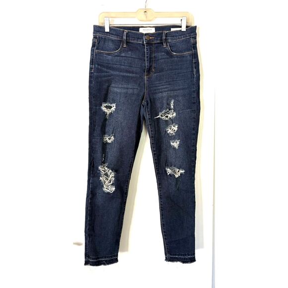 PacSun Denim - PacSun Dark Wash Distress Skinny Jeans 29 R High Rise Raw He Rip Ankle Jeggings